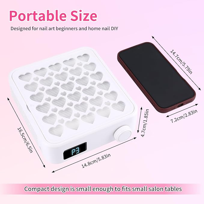 BQAN Nail Dust Collector with 4200RPM Fan - Portable Nail Vacuum Cleaner with Reusable Filter for Acrylic Gel Nail Dust, Professional Nail Tech & Home Manicure Tool (White)
