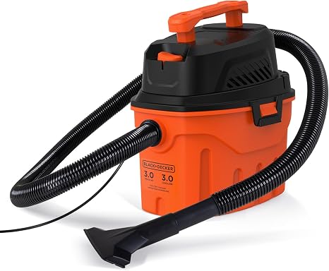 BLACK+DECKER Shop Vacuum Wet and Dry, 3 Gallon 3.0 Peak HP, 3-in-1 Portable Corded Shop Vac with Accessories, Vacuum Cle