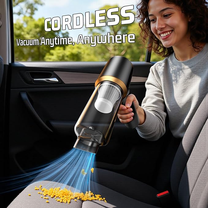 Cordless Car Vacuum Cleaner: Handheld Vacuum with 16000Pa Strong Suction, Brushless Motor & HEPA Filter, 7-in-1 Cleaning Kit, Type-C Charging for Home Office Car Pet