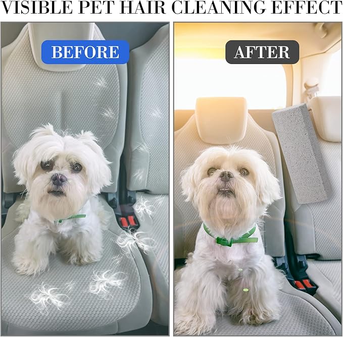 Loopeer 2 Pcs Pet Hair Remover Pumice Stone for Dog Cat Hair Removal Cleaning Pet Fur Stone 6 Inch Dog Fur Cleaning Tool for Car Interior Bedding Carpet Couch Furniture(6 x 2 x 1.6 in)