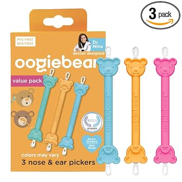 oogiebear Baby Nose & Ear Picker, 3-Pack with Pouch, Colors May Vary