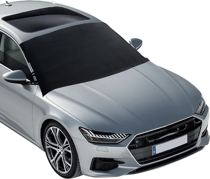 EcoNour Windshield Cover for Ice and Snow - Universal Fit for Car, SUV, Truck, Heavy Duty 600D Oxford Fabric Frost Prote