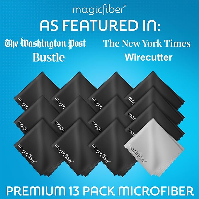 MagicFiber Microfiber Cleaning Cloth, 13 Pack - Premium Cloth for Glasses, Lens, Screens & More