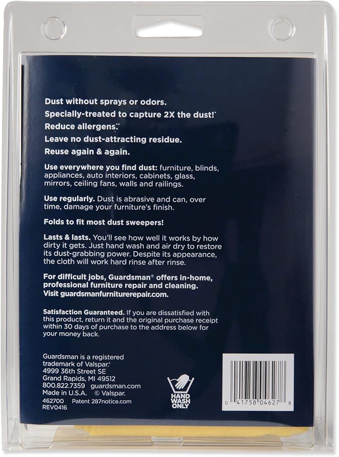 Guardsman Wood Furniture Dusting Cloths - 5 Pre-Treated Cloth - Captures 2x The Dust of a Regular Cloth, Specially Treated, No Sprays or Odors - 462700