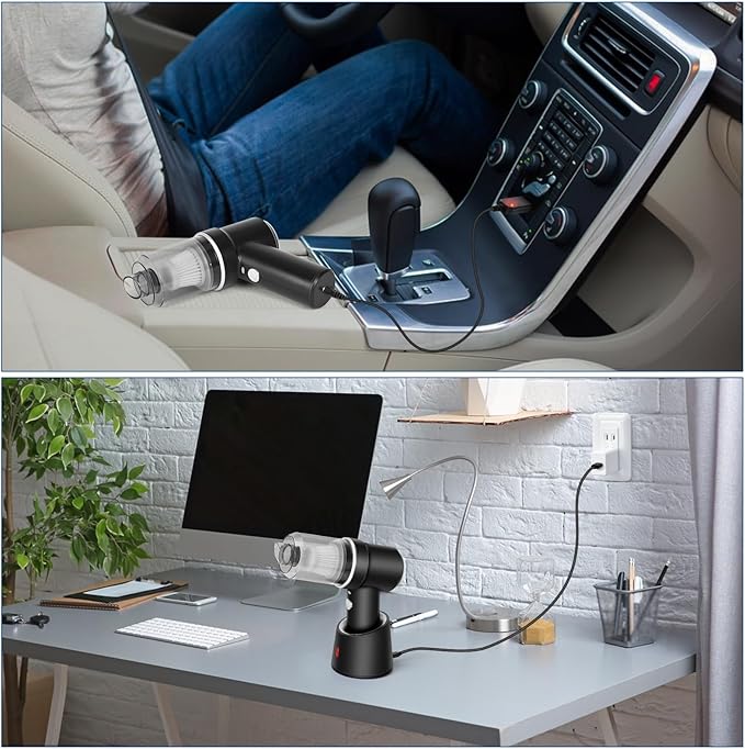 8Kpa Mini Handheld Vacuum Cleaner,120W High Power Cordless Car Vacuum, 2 in 1 Keyboard Vacuum & Air Duster with LED Light & Multi-Nozzles for Car, Computer, Sewing Machine