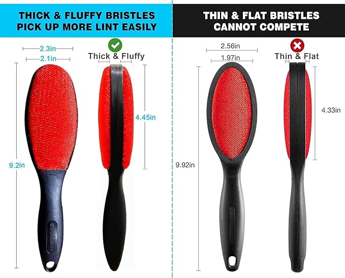ezclean 4Pack Red Color Lint Brush for Clothes Furniture Couch, Lint Brush Pet Hair Remover for Clothes Brush, Reusable Lint Brushes for Pet Hair,Velvet Brush, Pet lint Brush, Fabric Brush