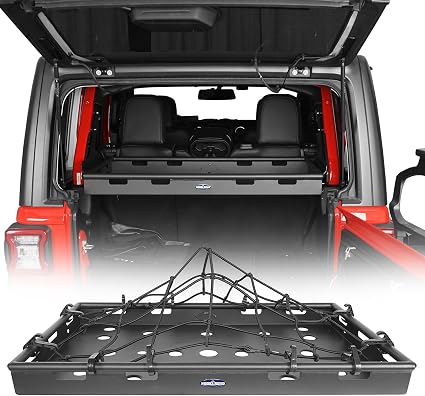 Hooke Road JL Rear Trunk Cargo Rack Shelf for 2018-2026 Jeep Wrangler JL 4-Door Hardtop & Sky One Touch Power Top, JLU A