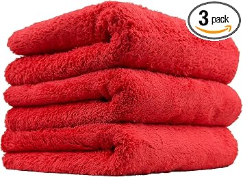 Chemical Guys, Happy Ending Edgeless Microfiber Towel, Red, 16 in, 3 Pk