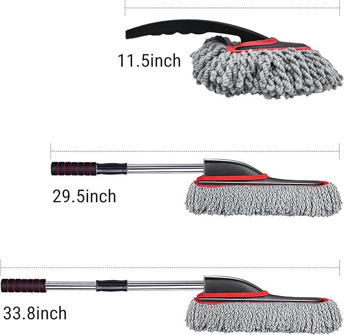 YeewayVeh Car Duster Kit, 2PCS Microfiber Exterior and Interior Scratch Free Car Duster Brush for Vehicles and Home Cleaning, Gray and Red