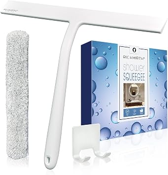 12 Inch Silicone Shower Squeegee for Glass Doors with Microfiber Cloth & Hook, Streak-Free Window Cleaner for Bathroom M