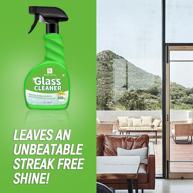 Glass Cleaner Spray,Window cleaner,Mirror cleaner- Streak-Free & Fast Drying Formula for Windows, Mirrors & Shower Doors | Ammonia-Free, 17oz (Pack of 2) | Eco-Friendly Vinegar Power