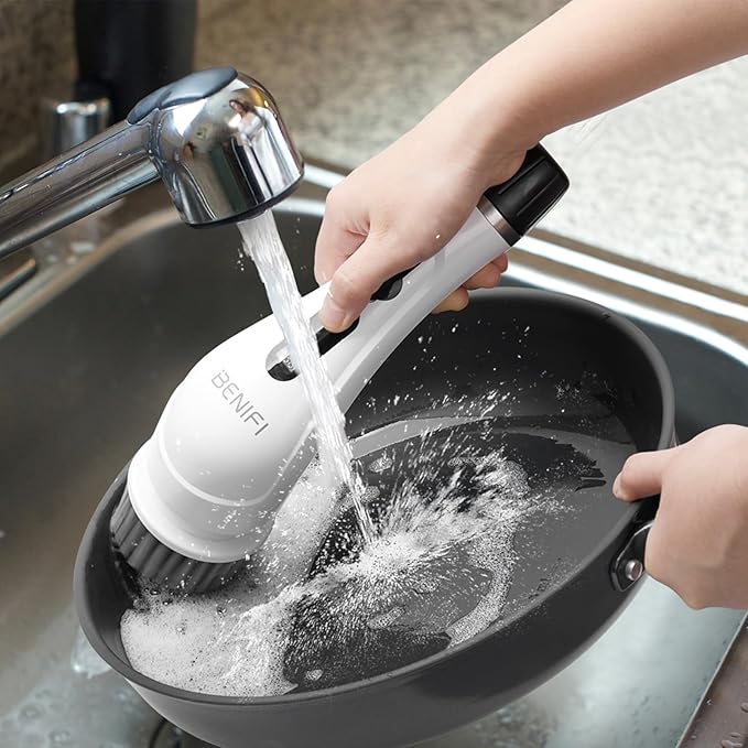 Electric Spin Scrubber Full-Body IPX7 Waterproof Cordless Bathroom Cleaning Brush with Power LCD Display and 8 Brush Heads