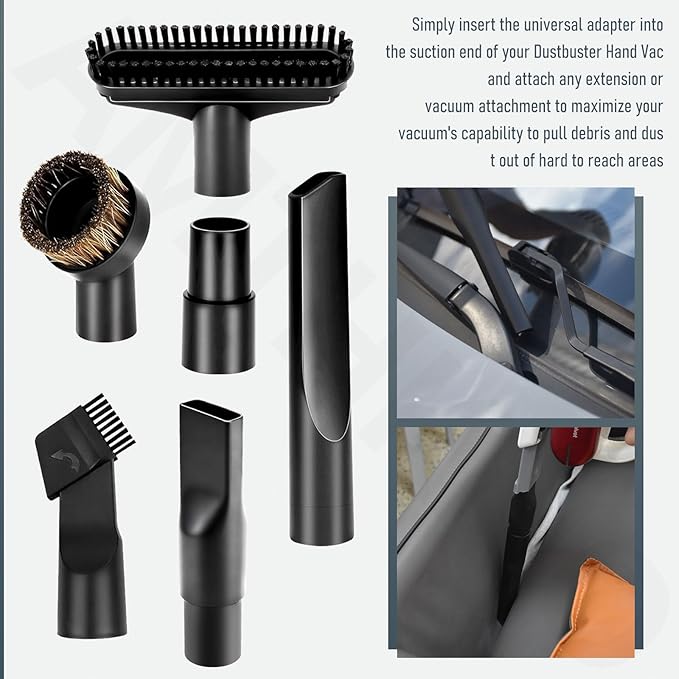 Universal Attachments Adapter Kit - Extendable Crevice Tool Dustbuster Accessories, Compatible with BLACK+DECKER Dustbuster, Fits Hand Vacuum Models with the Slim Nozzle and Extendable Crevice Tool.