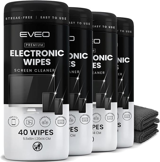 Electronic Wipes Streak-Free Screen Cleaner, TV Screen Cleaner for Smart TV, Screen Wipes Computer Cleaner, TV Cleaner for Electronics: Laptop, Car Phone, iPad | Microfiber Cloth Included [160 Wipes]