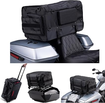 Motorcycle Touring Seat Bag Trolley Case with Wheels 50L