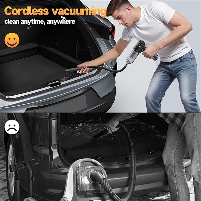 Car Vacuum Portable Cordless High Power Small Handheld Vacuum Cleaner 4-in-1 Compressed Air Duster & Air Blower & Pump Hand Held Mini Vacuum for Christmas Cars,Office,Home Cleaning