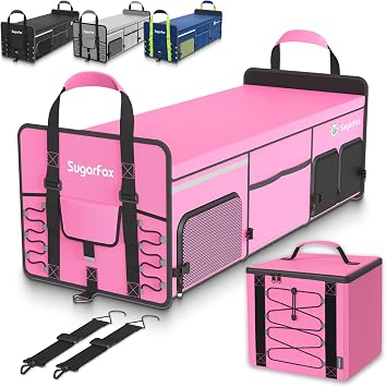 SugarFox Bold Color Block Trunk Organizer | 95L, 35"x13.8"x11.8" | Dedicated Shoe Storage & 26L Ice Pack | Foldable for 