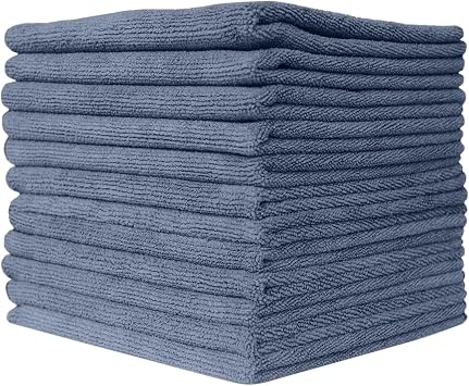 SAIU Microfiber Cleaning Cloths 16x16 in Grey/Blue/Yellow Higher Absorency 12 Pack, Car Washing Cloth Dry Dust Polish Mu