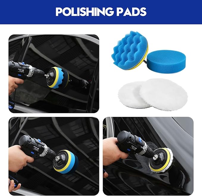 Qydipclin 34Pcs Car Detailing Kit, Car Detailing Brush Set, Car Wash Cleaning Kit, Car Detailing Brushes, Professional Car Care Kit for Interior Exterior Wheels, Blue