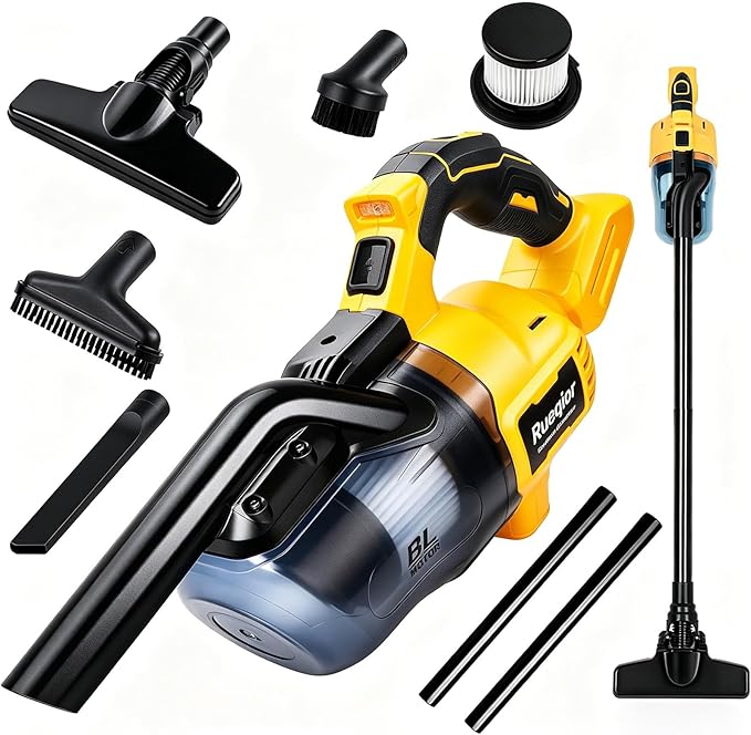 Cordless Vacuum Compatible with DeWalt 20V Battery, 5 in 1 Brushless Vacuum Cleaner with 50KPA 500W Powerful Motor, 50 CFM Portable Hand Vacuum for Home Wood Floor, Car (Battery Not Included)
