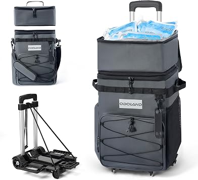 Odoland 72 Can Rolling Cooler, Leakproof Insulated Cooler Bag with Handle