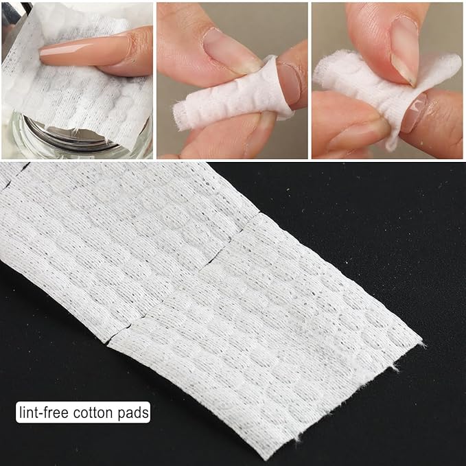 Fcozpjk 1000Pcs/1 Roll Lint Free Nail Wipes, Nail Polish Remover Pads, White Cotton Pads Wipes for Gel Nails, Dust Cleaning Degreasing Nail Napkins Cotton Swabs, Manicure Salon Supplies