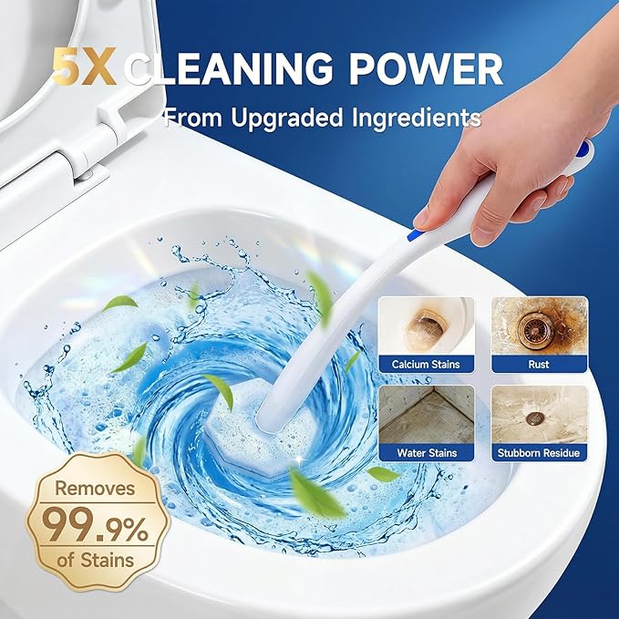 100 Count Toilet Wand Refills Compatible for Clorox, 5X Cleaning Power Toilet Bowl Cleaners & High-Density Disposable Toilet Brush Scrubber - No Falling Apart, Instant Foam Cleaning