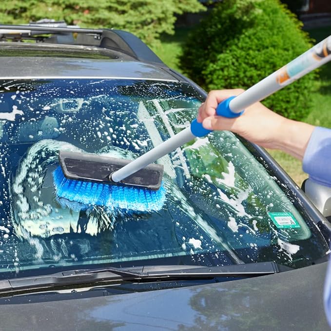 Unger - 964810 Professional HydroPower Soft Brush with Squeegee, 10" Blue