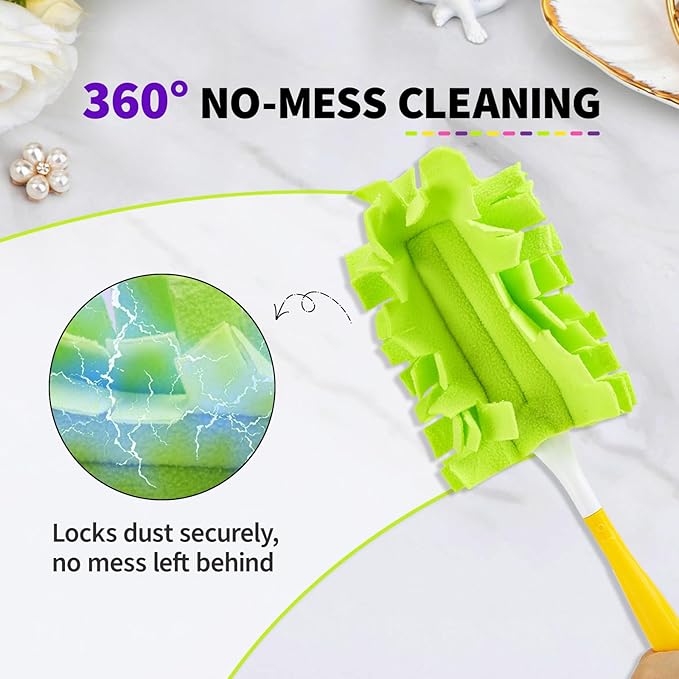 8 Pack Reusable Duster Pads Compatible with Swiffer Duster Refills, Washable Microfiber Dusting Cloths for Cleaning Home, Car, Pet, Furniture, Fans, Blinds