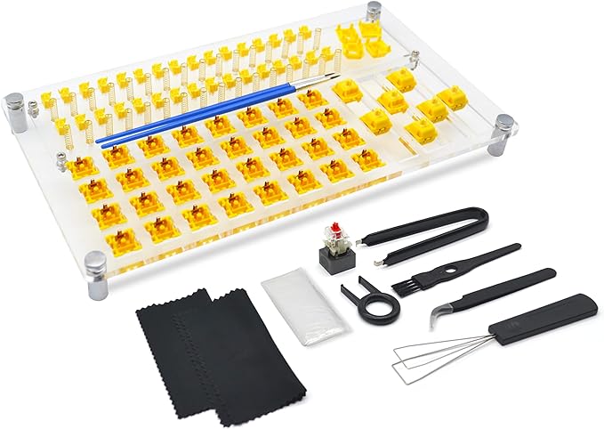 RUNJRX 32 Switch Station, Acrylic Lube Kit for Custom Gaming Keyboard (10Pcs)