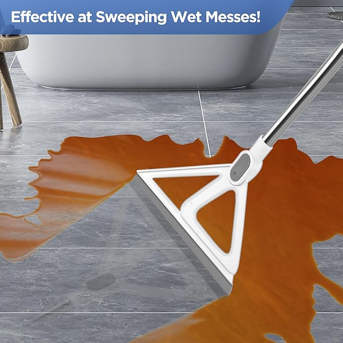 Multifunction Magic Broom, Squeegee Broom for Floor, Rubber Broom, Silicone Broom for Floor Cleaning, Magic Broom Sweeper for Living Room, Kitchen, Bathroom-Easy Dry The Glass (Grey)