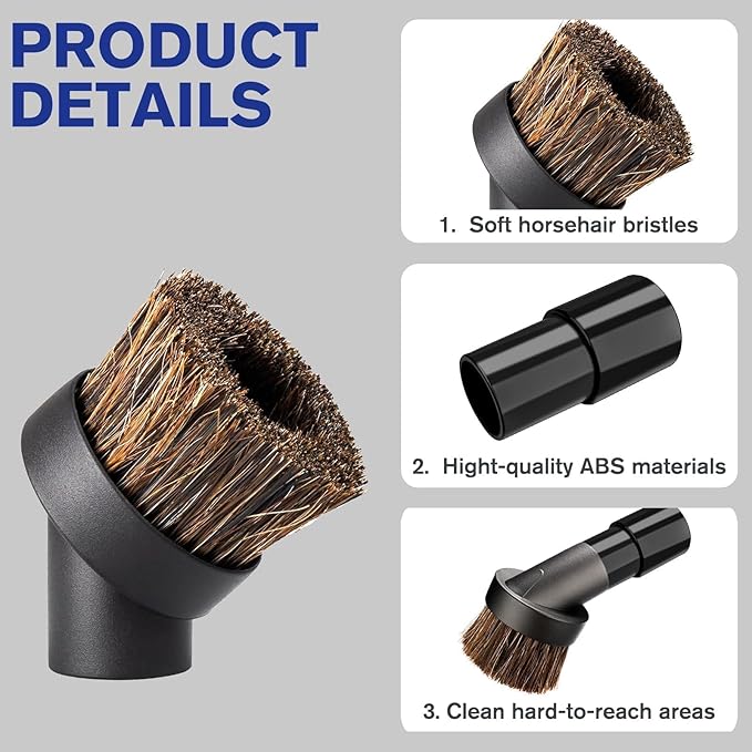2 Pack Round Dust Brush For Shark Vacuum Attachment with Vacuum Hose Adapter, for Shark Vacuum Brush Attachment for Most Vacuum Cleaners Accessories