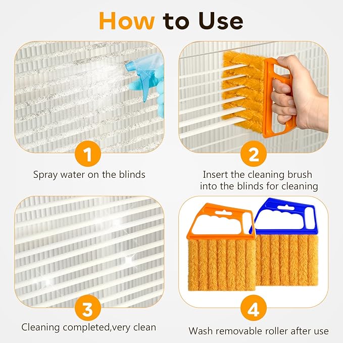 2 Pcs Blind Cleaner Duster Tool,Blind Dusters for Cleaning,Cleaning Brush,7 Finger Dusting Cleaner Tool for Window & Air Conditioner,Window Blinds Cleaner Microfiber Washable