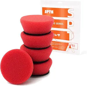 SPTA Red T10 Mini Ultra-Fine Finishing Foam Polishing Pads, 5Pcs 1.3inch/32mm Sponge Polishing Buffing Pads, Car Foam De