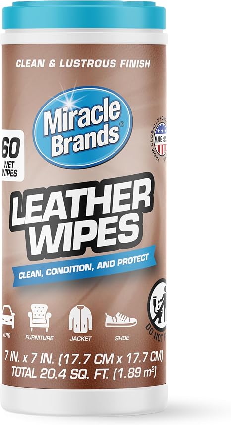 MiracleWipes for Leather Cleaning & Conditioning, Vehicle, Furniture, Shoes, Jacket, Interior, Upholstery, Cleans, Prote