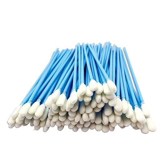 100 Pcs Solvent Resistant Professional Lint Free Swabs, 6.37" Long Handle Foam Swabs for Electronics, Camera Sensors, Printers, Optical Lenses