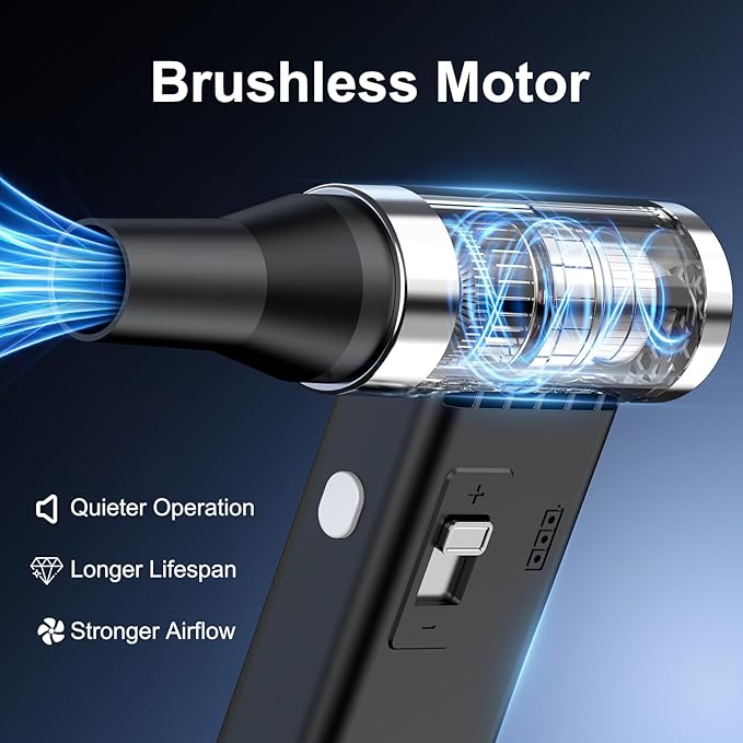 Mini Ultra-Slim Electric Compressed Air Duster 150,000RPM Super Power, Rechargeable Cordless Air Duster, Powerful Airflow for Computer, Keyboard, Outdoor, House and Car