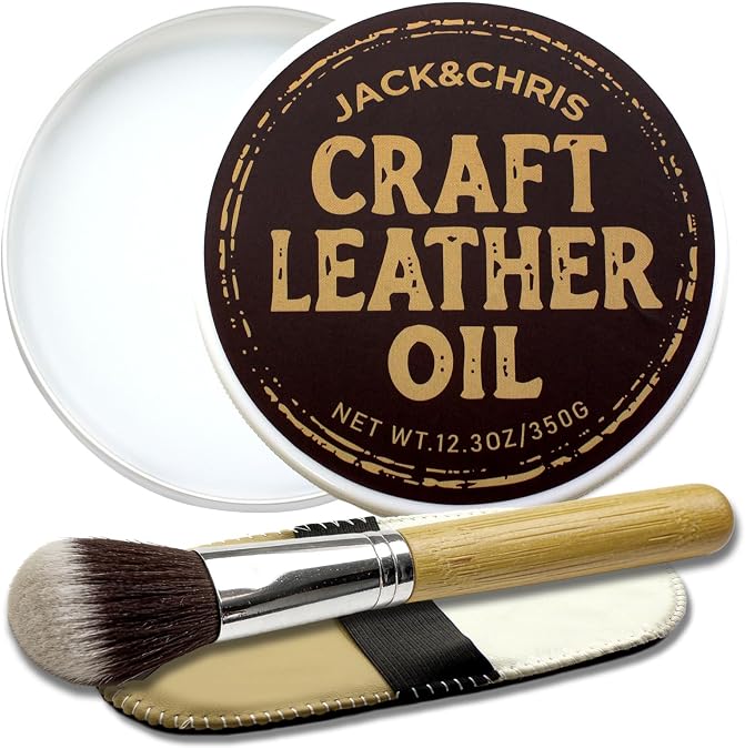 Jack&Chris Leather Cleaner and Conditioner, Mink Oil with Brush & Glove, Soften & Protect Leather for Car Seat, Couch, S