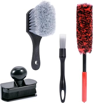 UNIMEIX Tire Shine Applicator Brush Kit Large Vegan Tire Shine Brush with Storage Stand for Vehicles Tire Shine Polish W