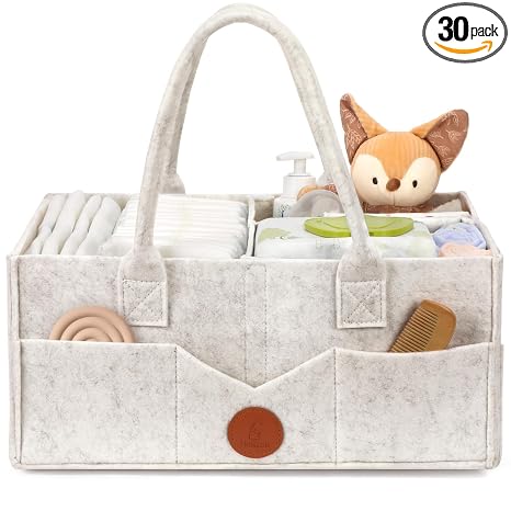 Maliton Felt Diaper Caddy Organizer for Changing Table - X-Large, White