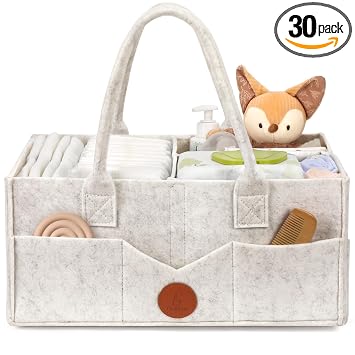 Maliton Felt Diaper Caddy Organizer for Changing Table - X-Large, White