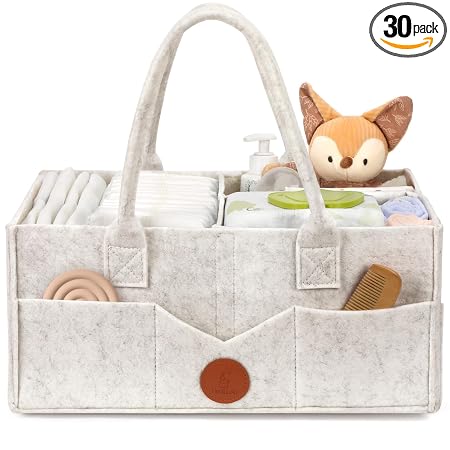 Maliton Felt Diaper Caddy Organizer for Changing Table - X-Large, White