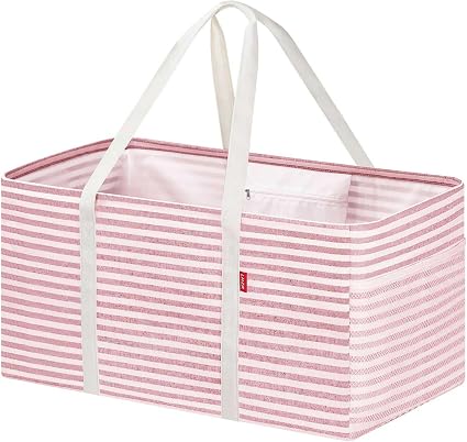 LHZK Standing Extra Large Utility Tote Bag with Metal Wire Frame and the Sides Rinforced, Extra Large Tote Bag with Hand
