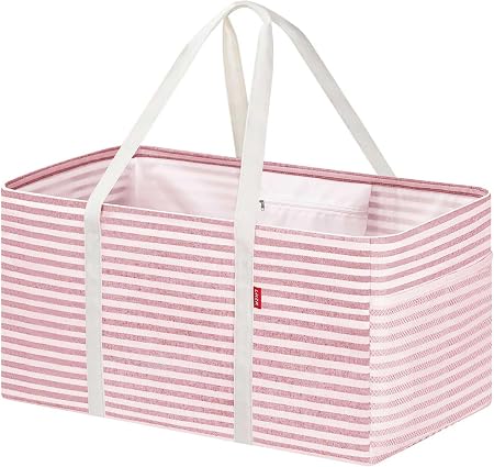 LHZK Standing Extra Large Utility Tote Bag with Metal Wire Frame and the Sides Rinforced, Extra Large Tote Bag with Hand