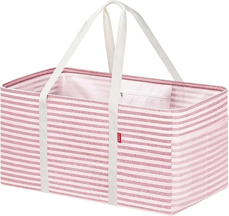LHZK Standing Extra Large Utility Tote Bag with Metal Wire Frame and the Sides Rinforced, Extra Large Tote Bag with Hand