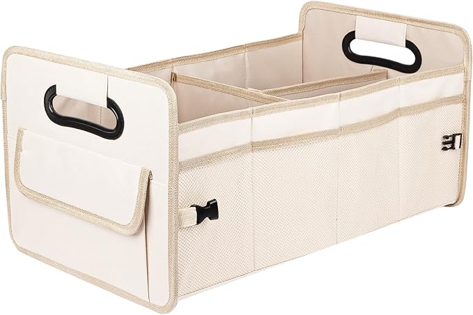 JiatuA Car Trunk Organizer, Car Organizers and Storage Collapsible Multi Compartment Container Box, Adjustable Car Acces