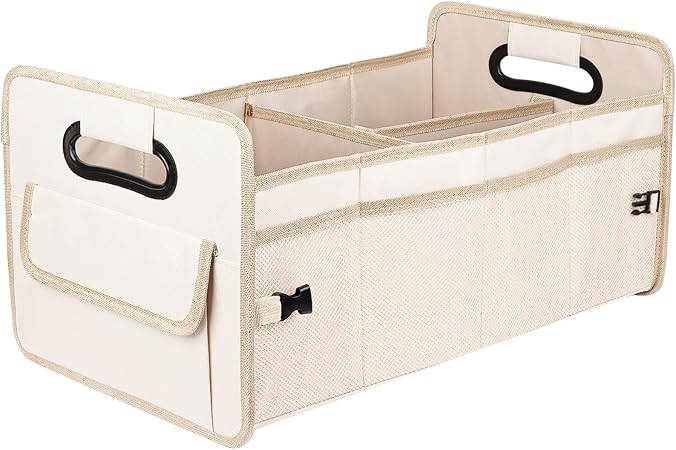 JiatuA Car Trunk Organizer, Car Organizers and Storage Collapsible Multi Compartment Container Box, Adjustable Car Acces
