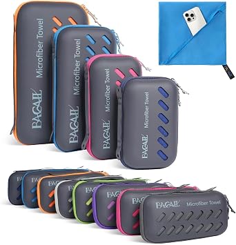 BAGAIL Camping Towel with EVA Case, Compact & Ultra Soft Microfiber Travel Towel - Super Absorbent & Lightweight Quick D