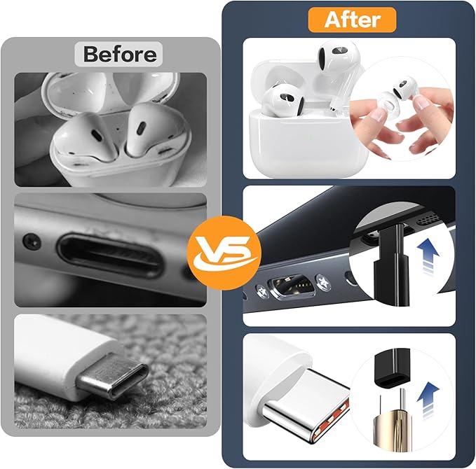 34-in-1 for iPhone Cleaning Kit, Sunoyar Airpods Cleaning Kit Multi-Functional, Laptop Cleaning Kit with Portable Storage Case for iPhone Charging Port USB C Cell Phone Android Keyboard Earbud Black