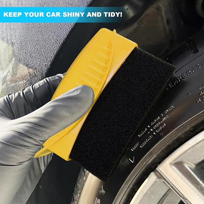 Augeny 2PCS Tire Dressing Applicator, Reusable Car Tire Shine Sponge Pad With Lid, Durable Foam Auto Wheel Detailing for Vehicle Waxing Polishing Cleaning (Yellow)